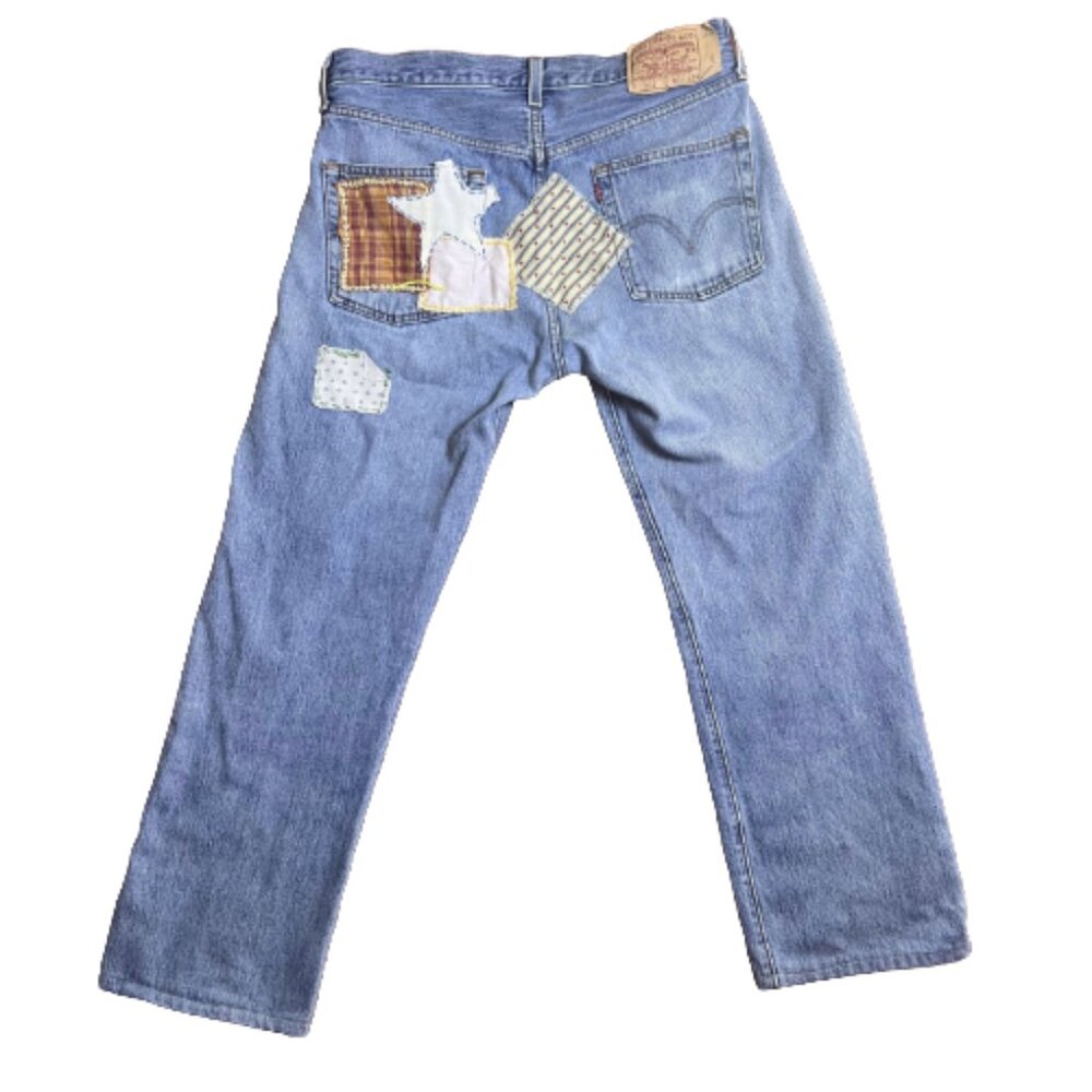Vintage Levi’s 501 Custom Patchwork Jeans W33 L34 Denim - Picture 2 of 7